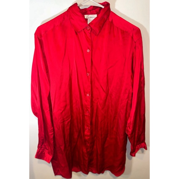 Lassie Silk Red Women’s Long Sleeved Button Down Dress Shirt - Picture 3 of 16